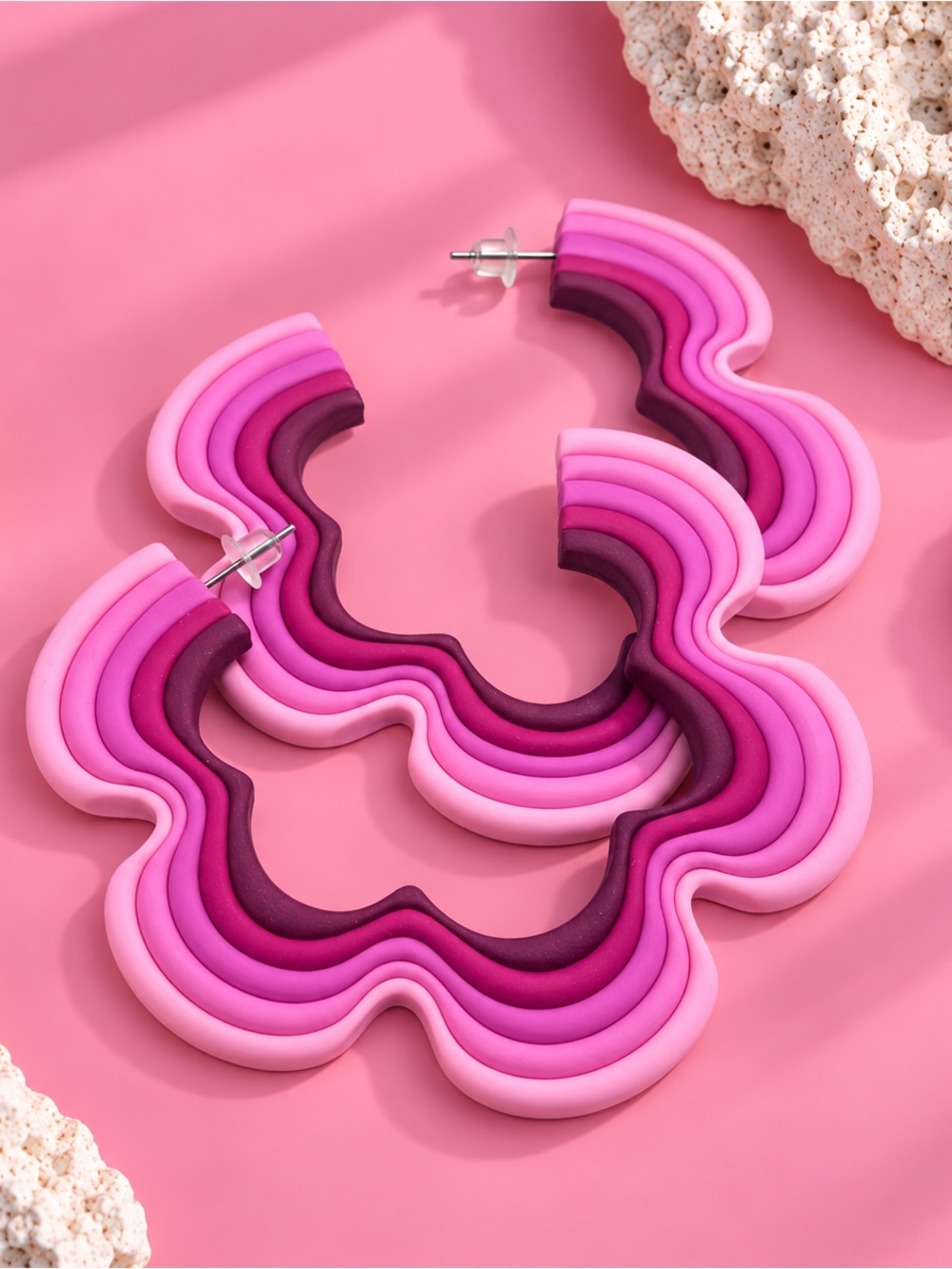 Flower Power — Retro — Handmade Hoop Earrings — Berry Bliss